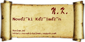 Nováki Kálmán névjegykártya