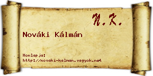 Nováki Kálmán névjegykártya